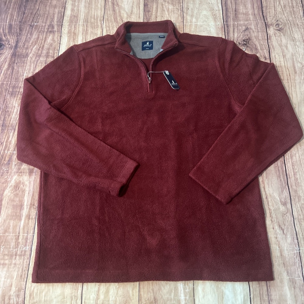 NWT Johnnie-O Men's L Lightweight 1/4 Zip Fleece Pullover Sweater Red